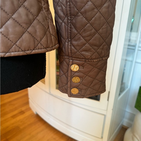 Tory Burch brown leather jacket with gold hardware size 4 - Picture 4 of 6